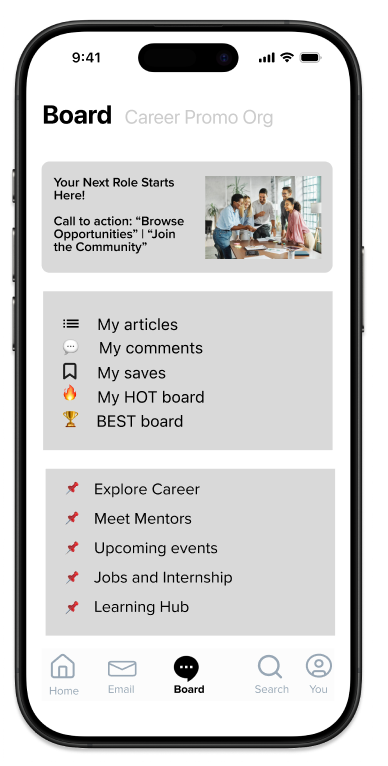 Campus Connect career board screen