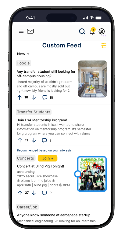 Campus Connect custom trending feed